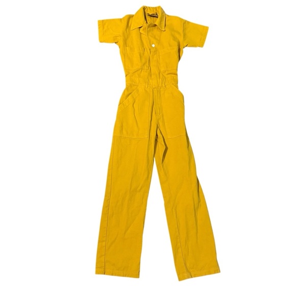 Big Bud Press Mustard Yellow Short Sleeve Jumpsuit Size XXS - Picture 2 of 5